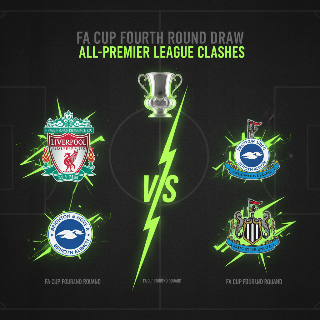 Graphic showing Aston Villa and Newcastle United crests facing off in the FA Cup fourth round.