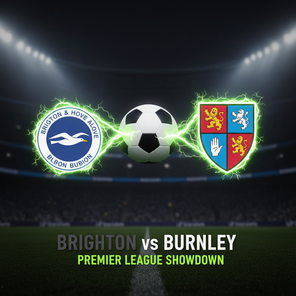 Burnley manager Scott Parker on the sidelines, with dramatic dark tones and lime green accent lighting.