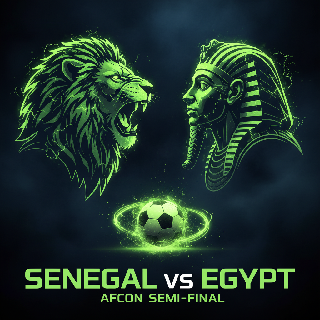 A penalty kick being taken during the intense Senegal vs Egypt football match.