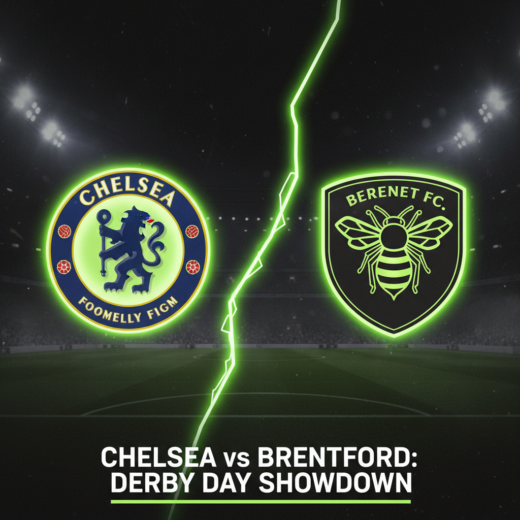 Key Chelsea players Cole Palmer and João Pedro highlighted in a futuristic lime green and dark graphic.
