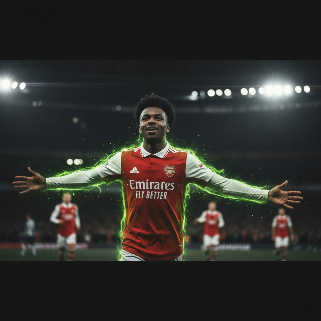 Nottingham Forest's Taiwo Awoniyi strikes the ball during a match, enhanced with a dark and lime green color theme.