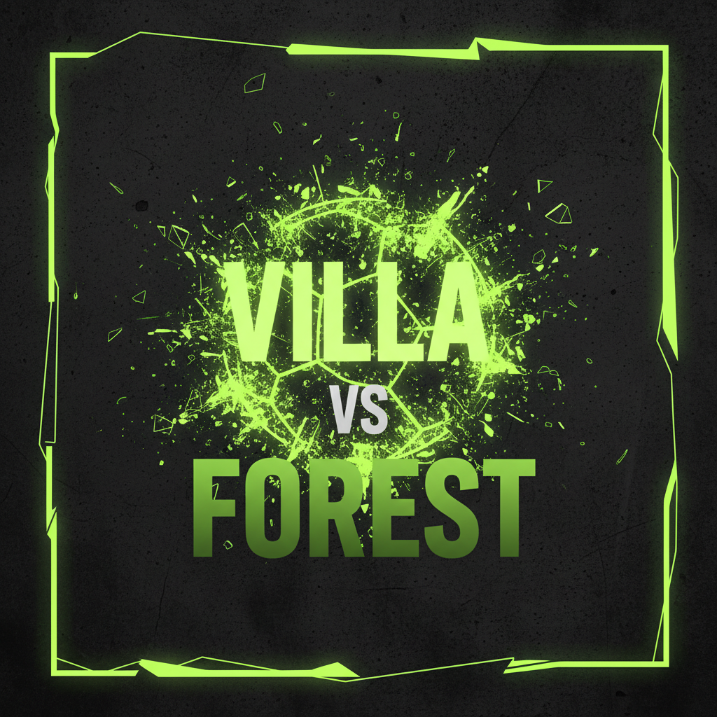 Aston Villa's key striker in a dynamic illustration with lime green energy effects.