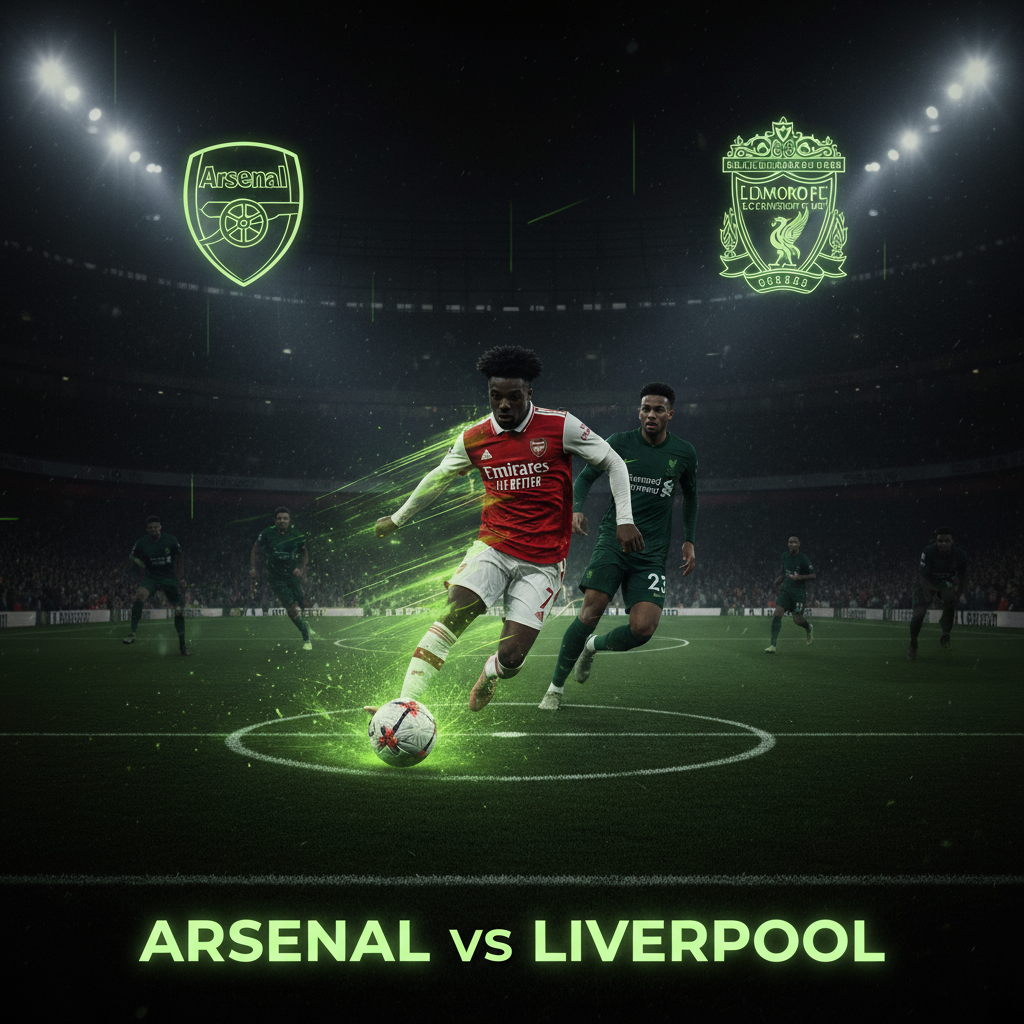 A tactical view of the Emirates Stadium pitch, ready for the Arsenal vs Liverpool clash.