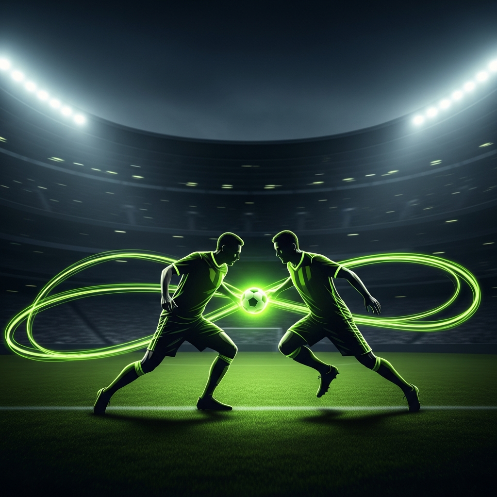 16:9 cinematic football match-up thumbnail with Arsenal and Liverpool crests glowing lime green, a hovering Premier League football, and "ARSENAL vs LIVERPOOL" text.