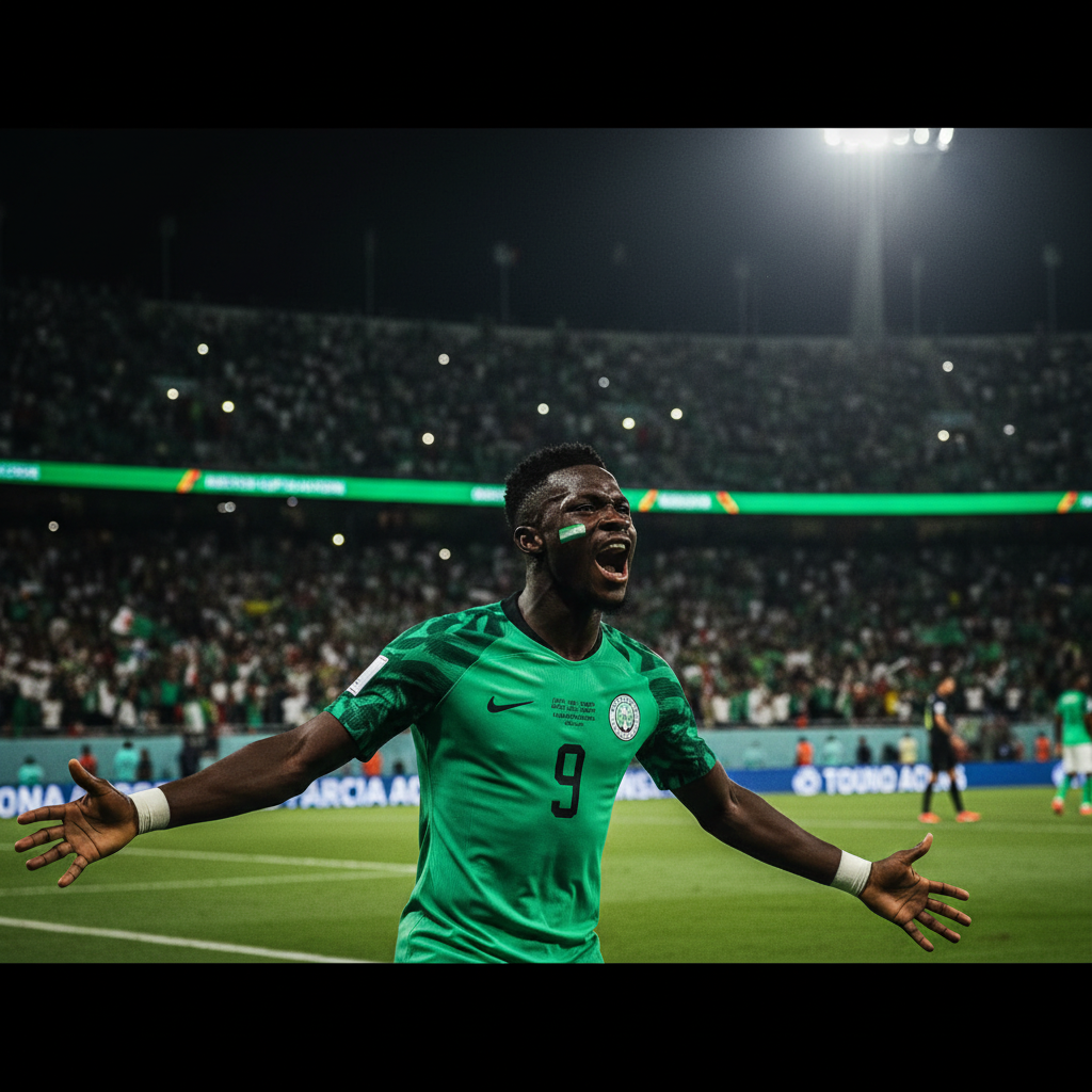 Nigeria's Super Eagles in a coordinated attack against Algeria during their AFCON 2025 quarter-final match.