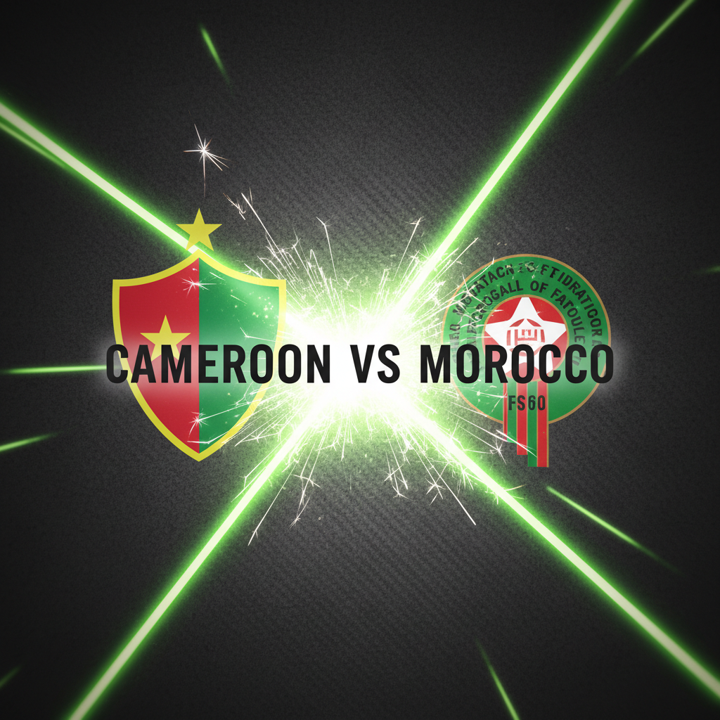Infographic showing the head-to-head football statistics between Cameroon and Morocco.