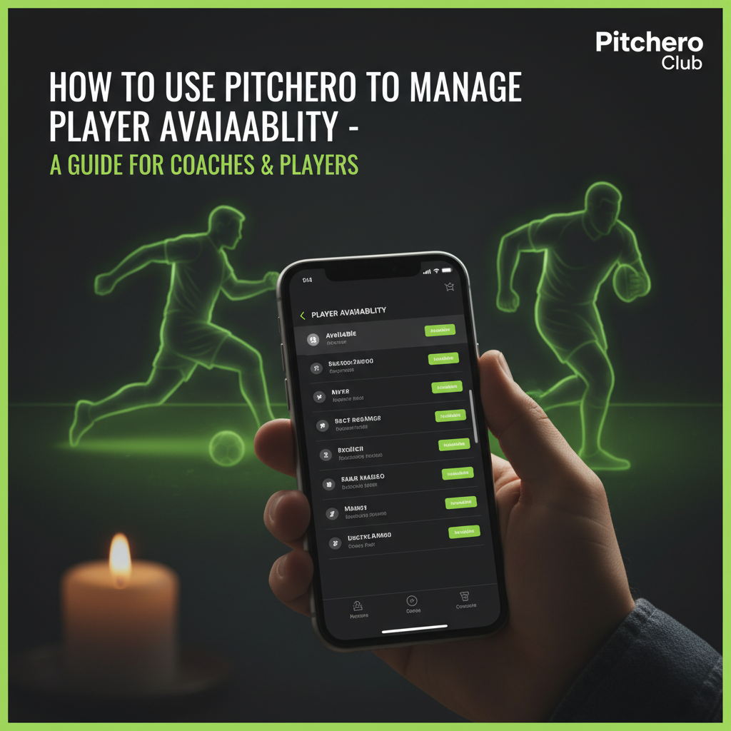 A player setting their availability to "Available" for a match in the Pitchero Club app.