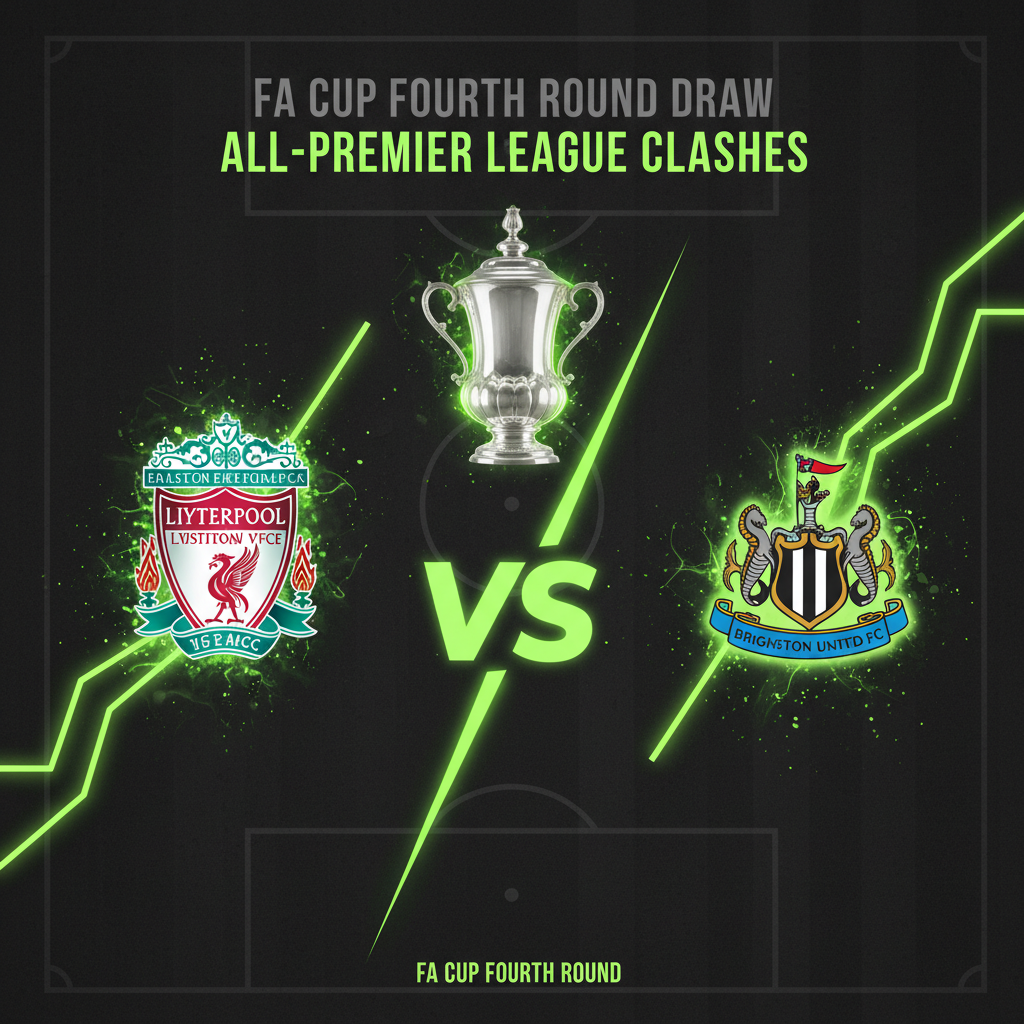 Graphic showing Liverpool and Brighton crests for the FA Cup fourth round tie.