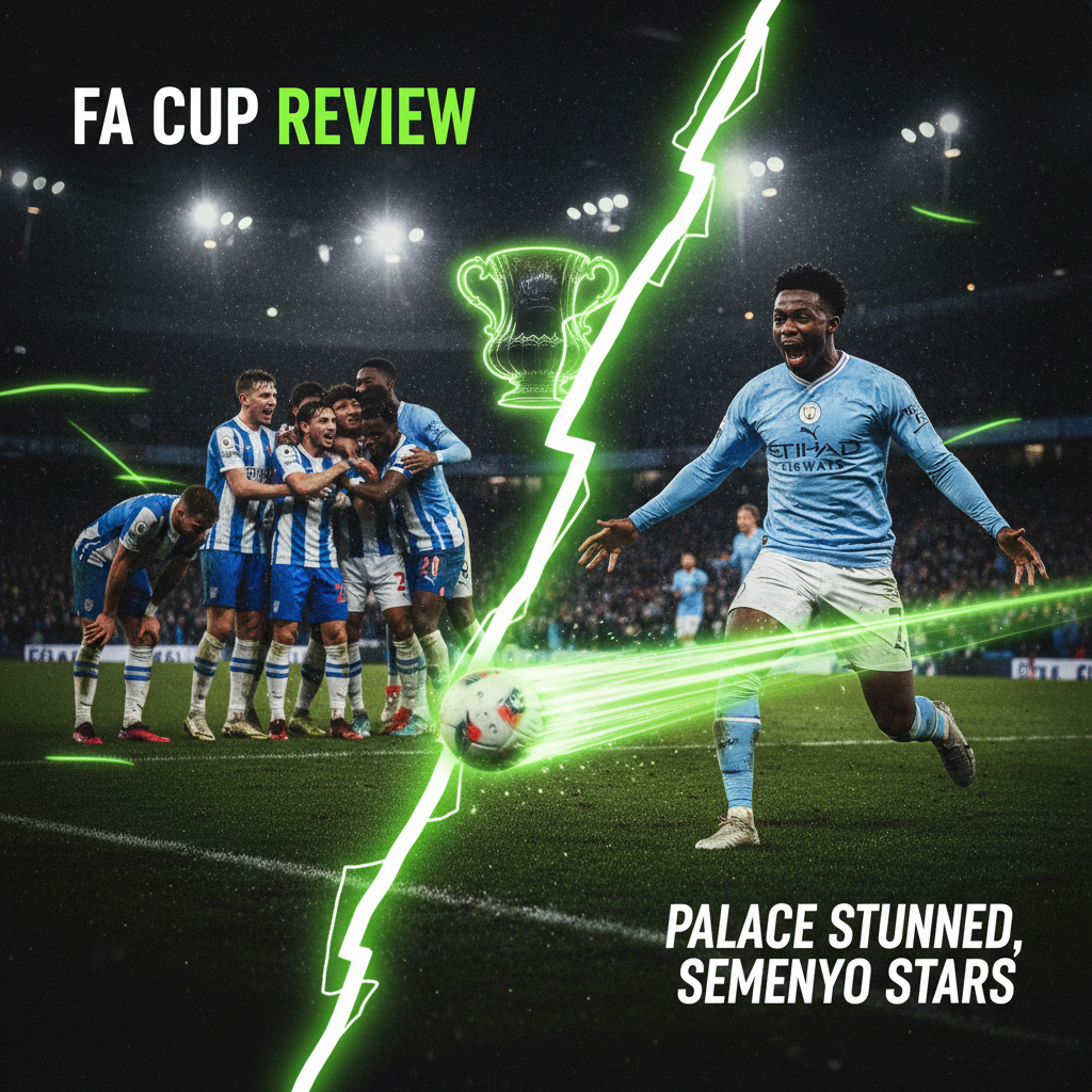 Macclesfield FC players celebrate their historic FA Cup win over Crystal Palace.