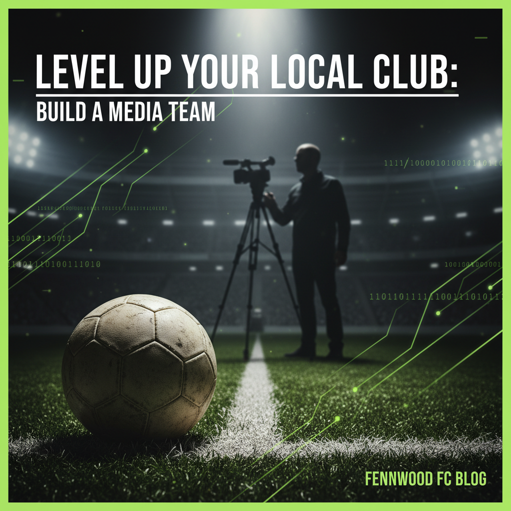 A graphic of a social media content calendar with lime green icons representing different types of football club content like match days and player interviews.