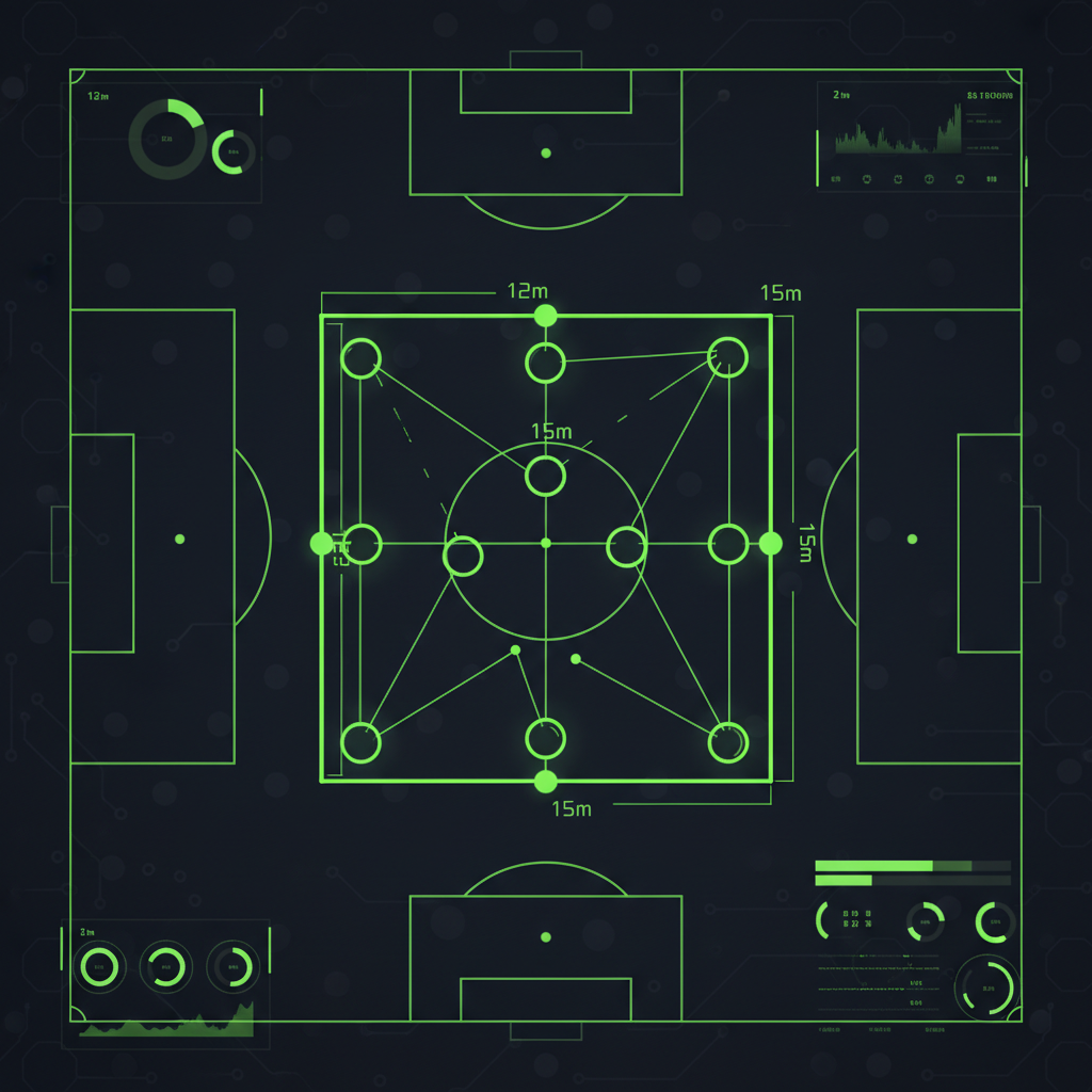 A football coach using a tablet with AI drone analysis during a training session.