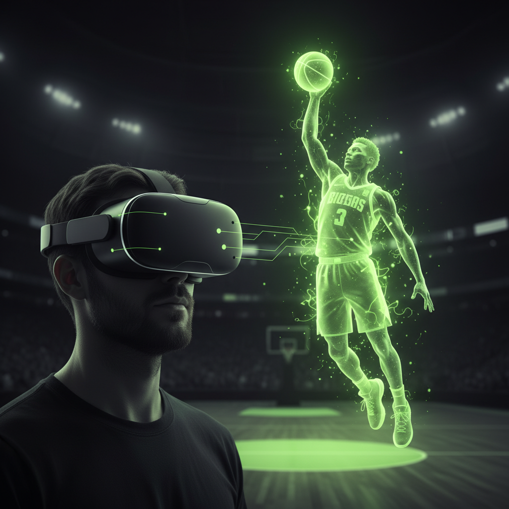 Side-by-side comparison of the Apple Vision Pro and Meta Quest 3 VR headsets with lime green highlights.