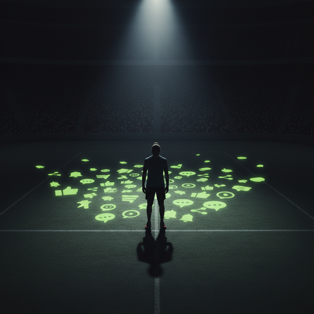 Athlete facing online pressure and its impact on mental health.