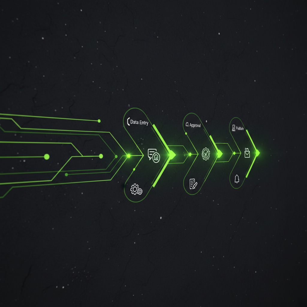 An automated workflow diagram showing tasks moving between different stages in a streamlined process.