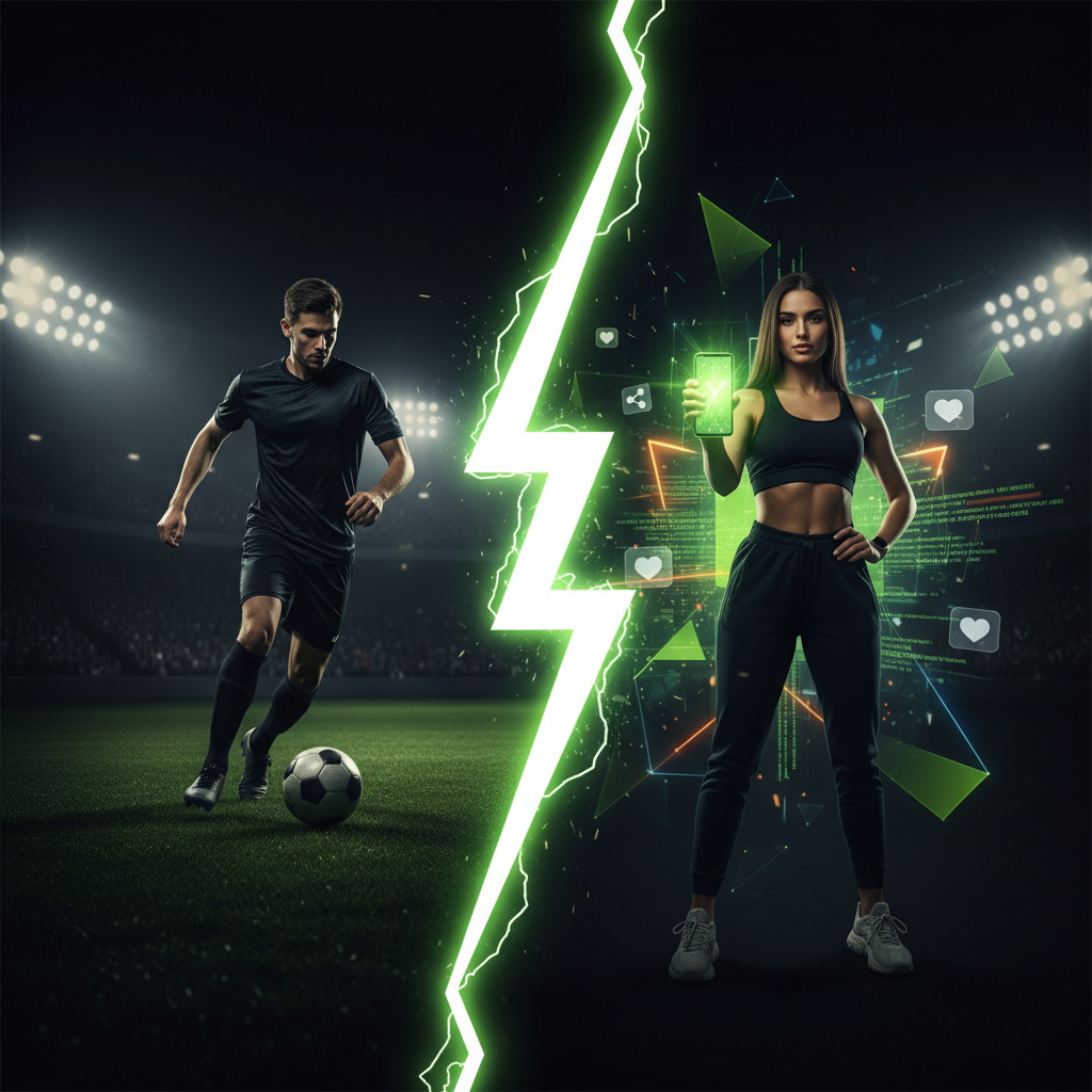 A split image showing the evolution from traditional sports to new digital-first emerging leagues.