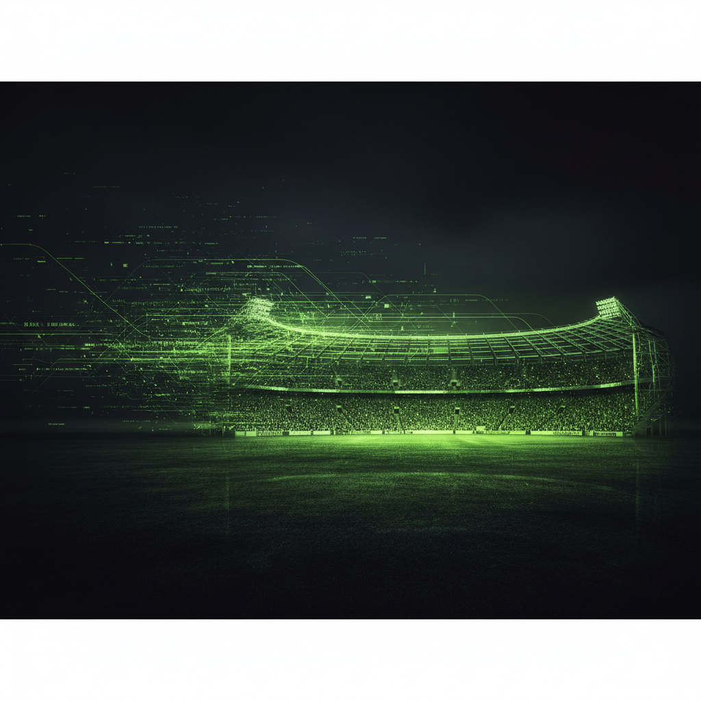 Abstract sports stadium with digital code