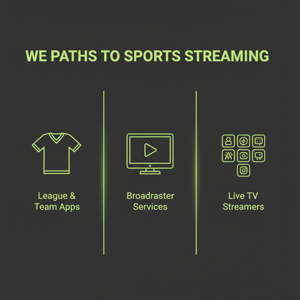 A pros and cons list for DTC sports streaming, with a plus side showing benefits like flexibility and a minus side showing drawbacks like cost.