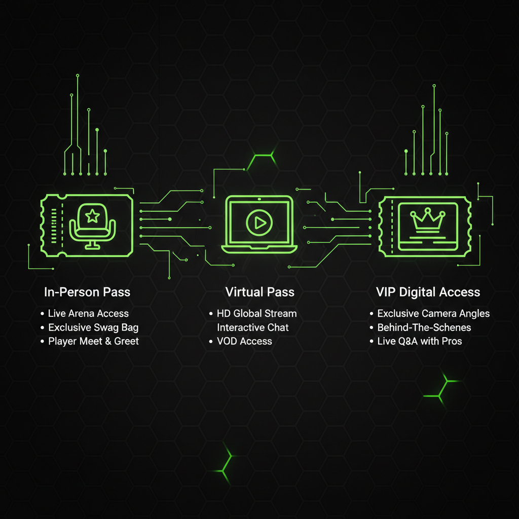 A pie chart with a lime green and dark color scheme breaking down the budget for a hybrid tournament.