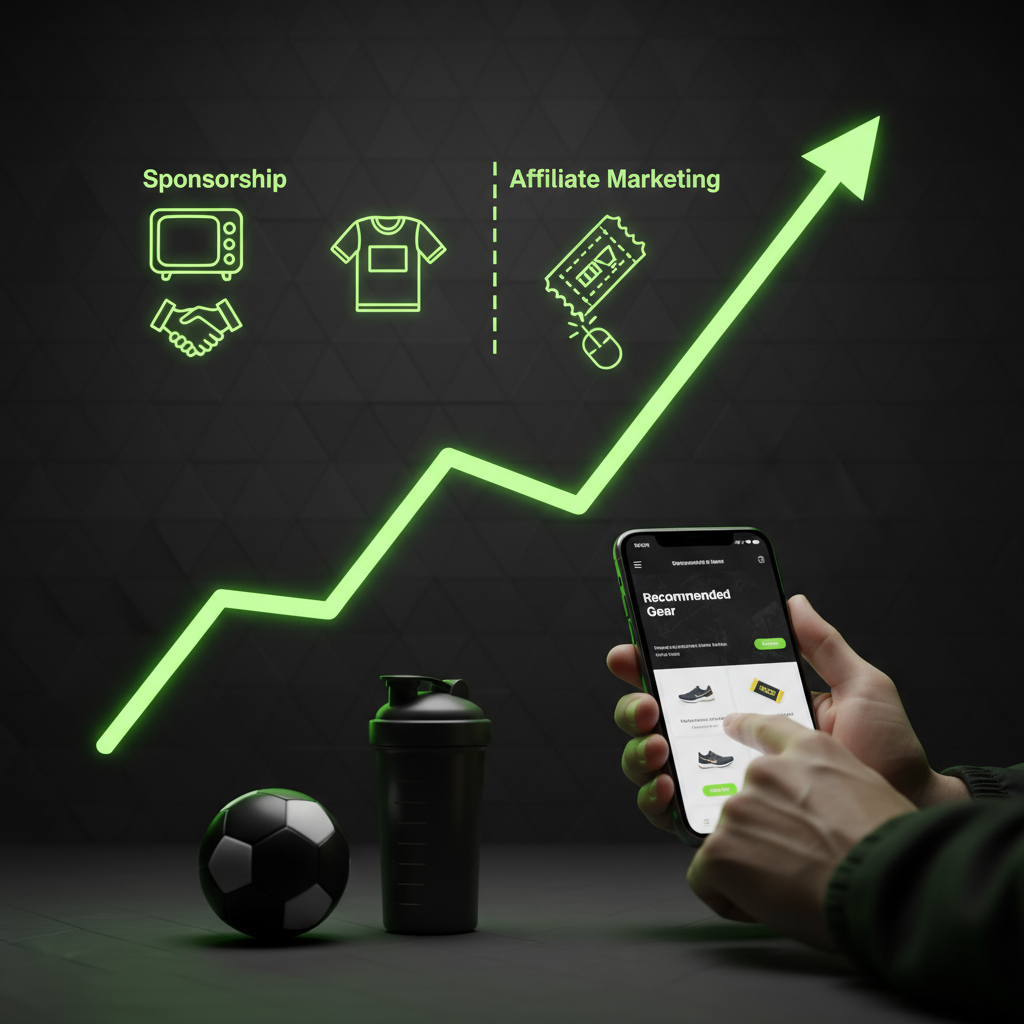 Digital interface showing affiliate dashboard and sports data