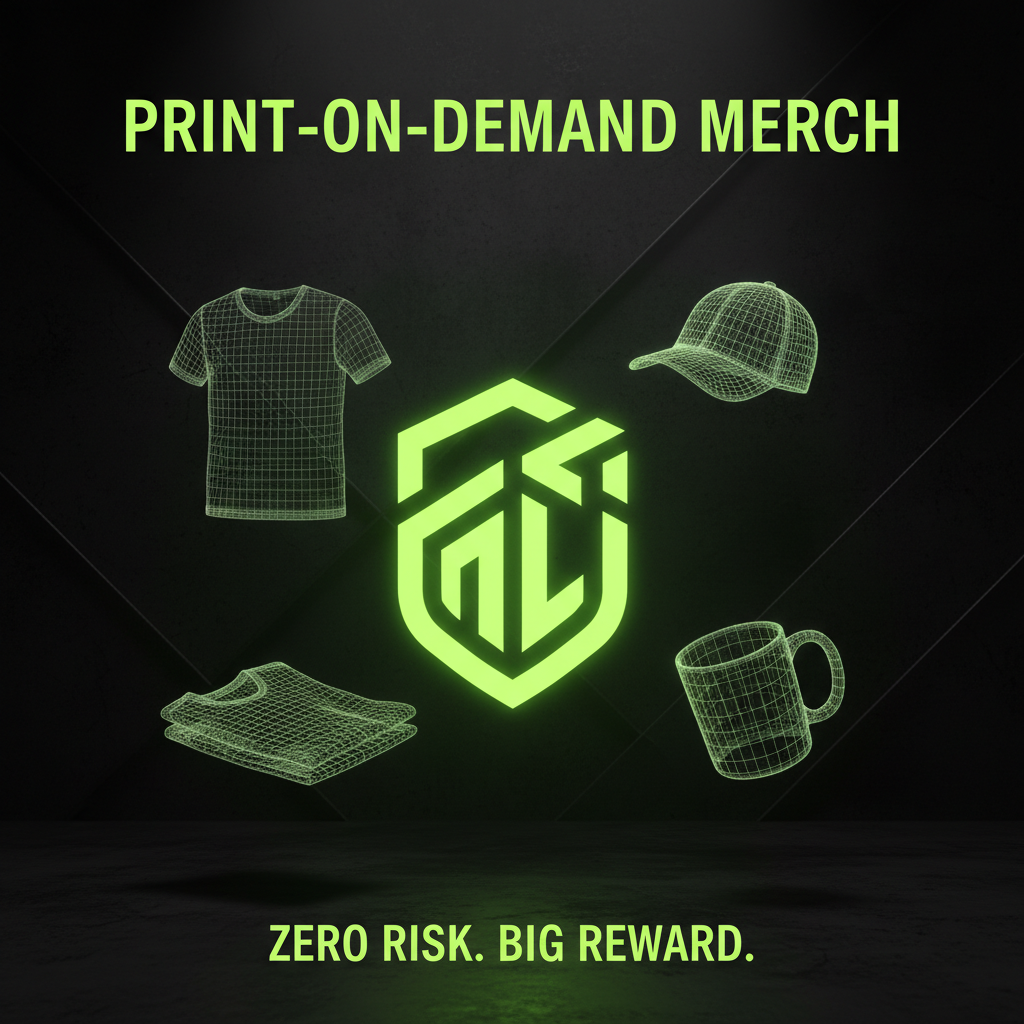 Infographic showing the three-step print-on-demand process: order, print, and ship.