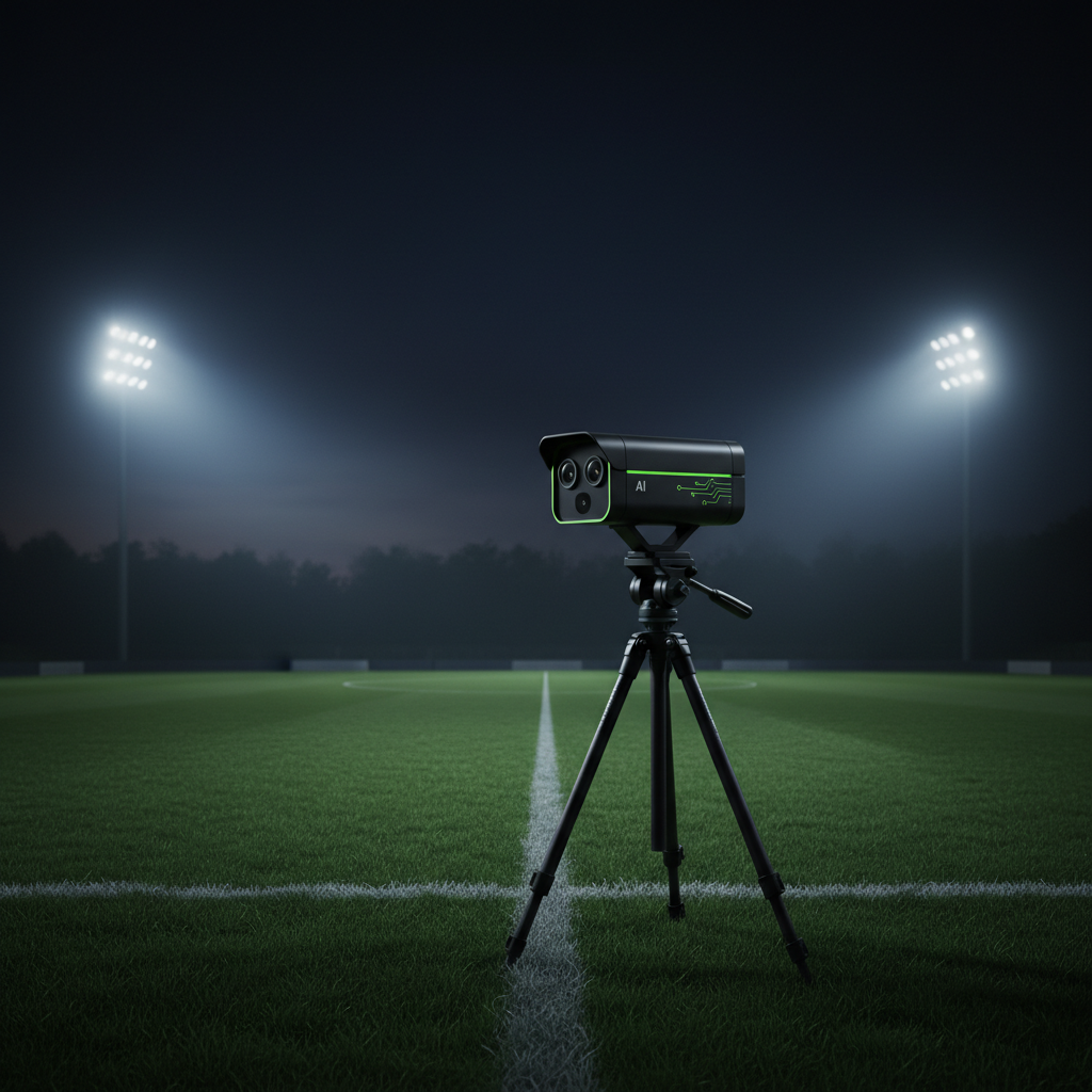 Close up of AI sports camera lens