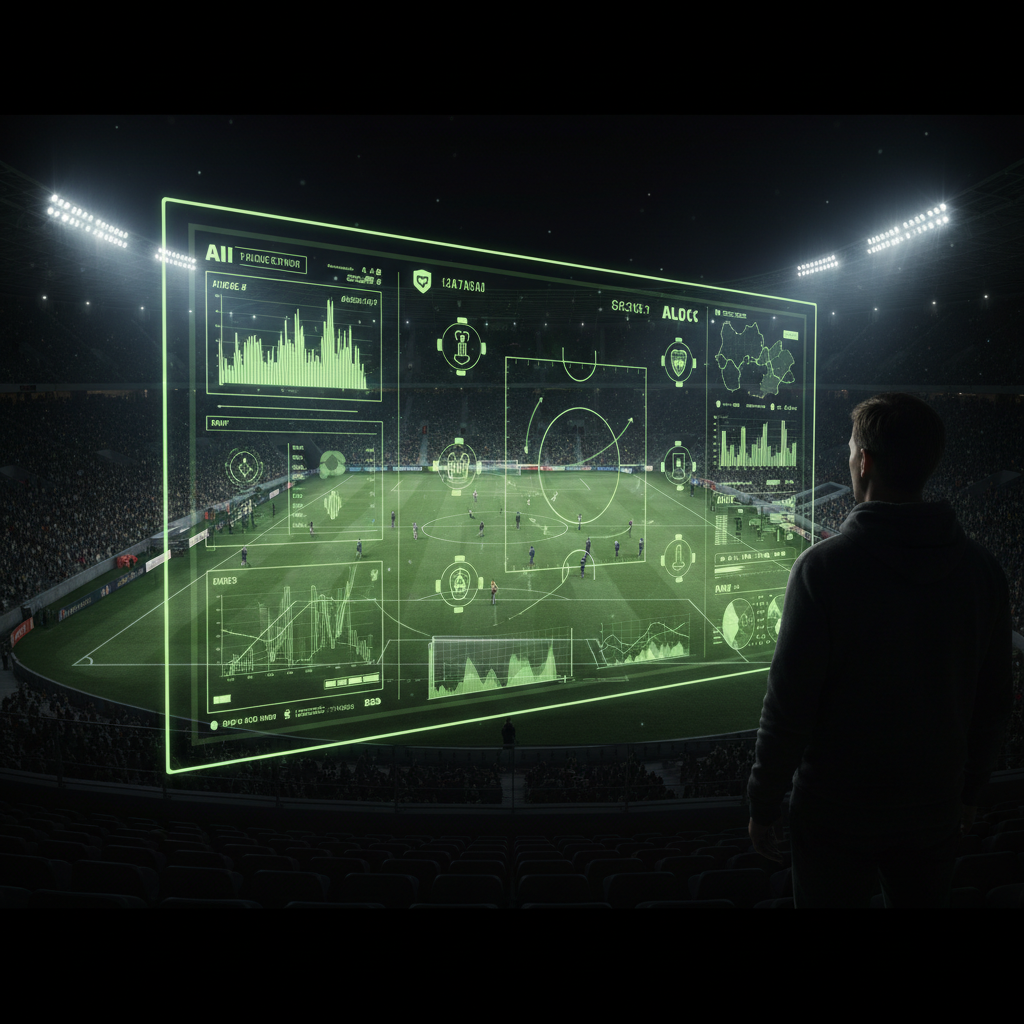 A close-up of a biometric smart ring with a glowing lime green light, representing wearable technology for athletes.