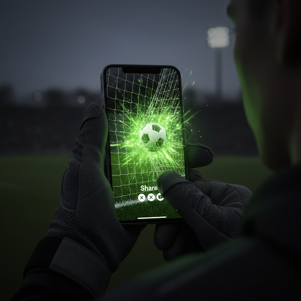 A modern broadcast graphic showing the nominee template for a professional football Goal of the Month award.