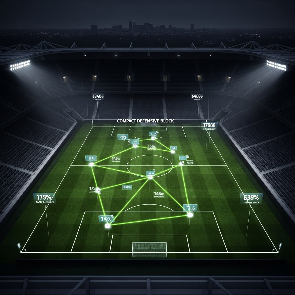 Tactical drone view of futuristic football stadium