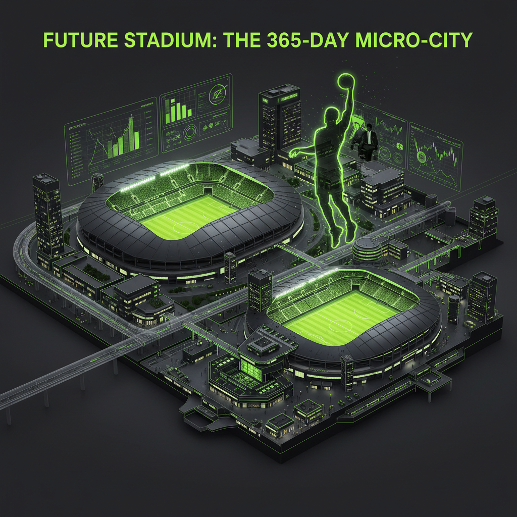 Stylized image of an athlete-owner in a boardroom, symbolizing the fusion of sports and business.