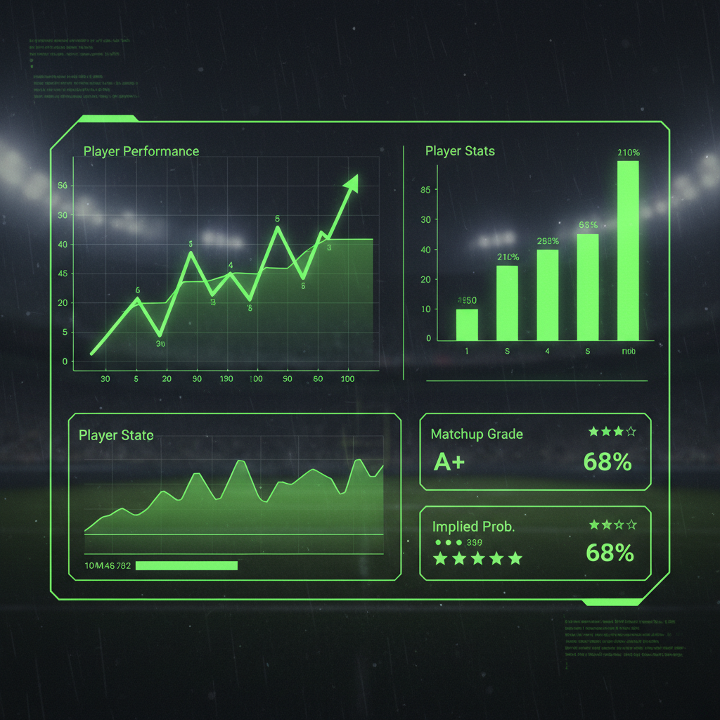 An abstract representation of a one-on-one player matchup in a dark, lime green stadium.