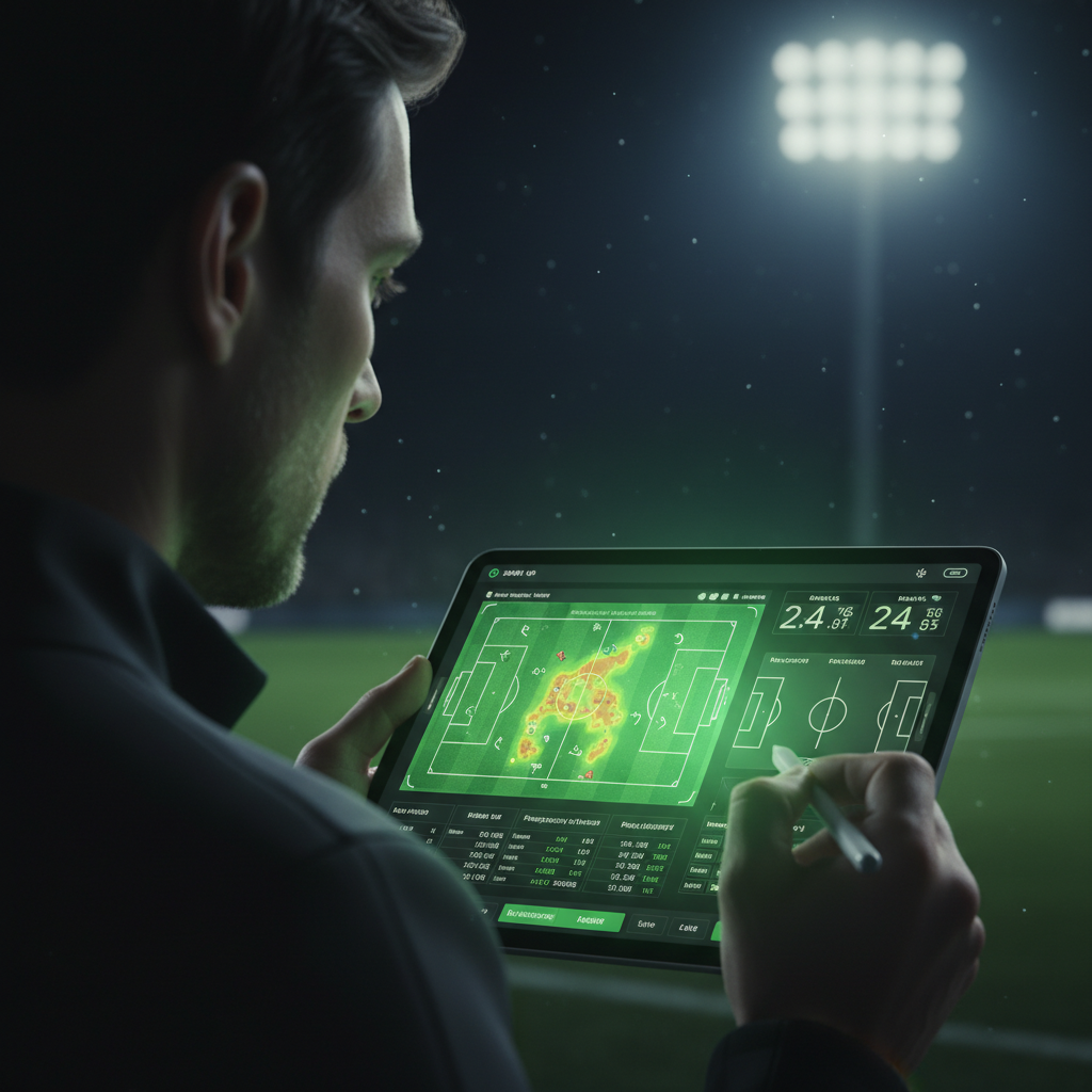 Coach reviewing data on a tablet