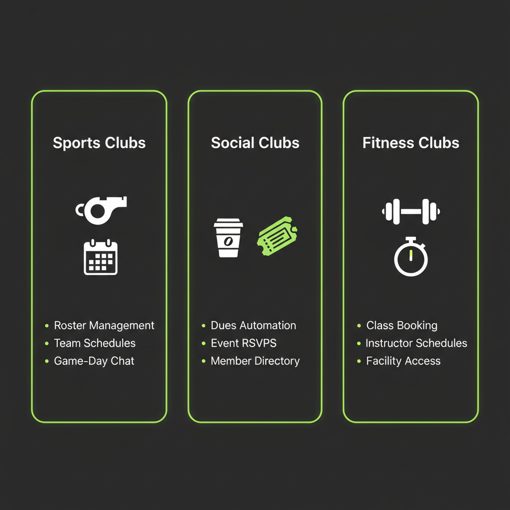 Digital interface showing club membership statistics