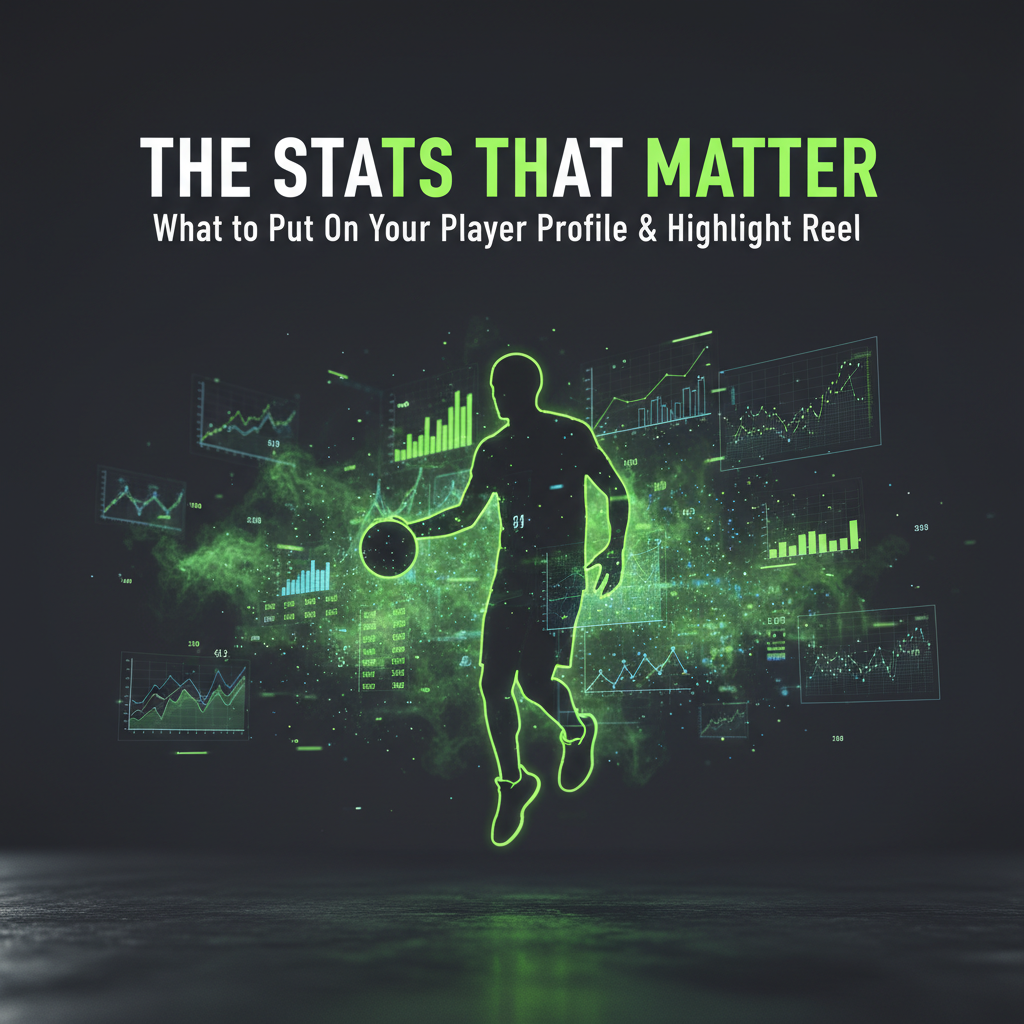 Infographic showing key non-negotiable stats for a player profile: height, weight, speed, and GPA.