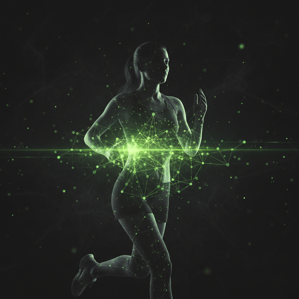 Abstract representation of hormonal balance with a glowing lime green droplet creating ripples in dark water.