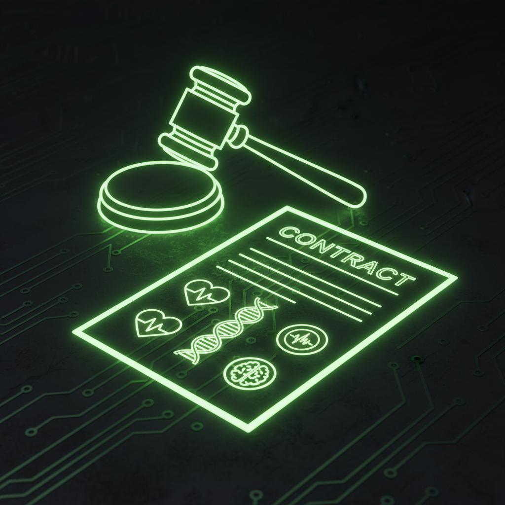 A close-up of a futuristic biometric tracking device on an athlete’s wrist, displaying glowing lime green health data.