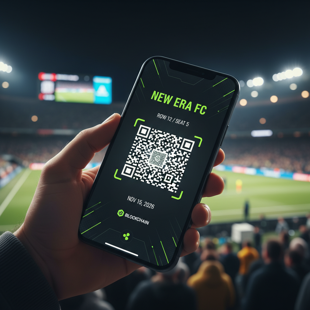 A digital illustration showing a central team crest connecting to fans through glowing lime green data streams, representing modern fan engagement technology.