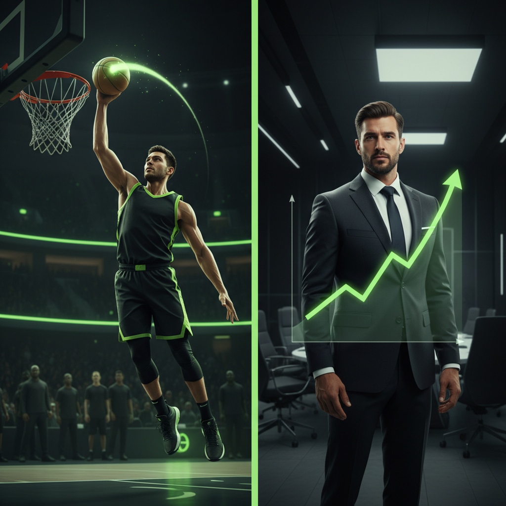 Athlete-owner concept art showing a player