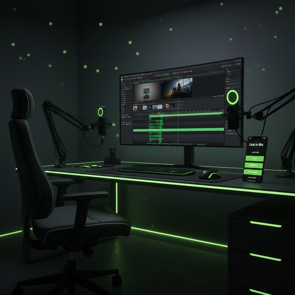 Modern workplace aesthetic with creative gear