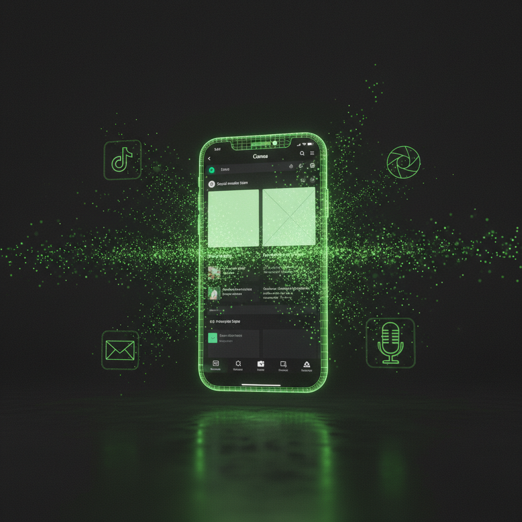 A diagram showing how Canva’s Bulk Create feature turns spreadsheet data into multiple social media graphics, using a lime green and dark color scheme.