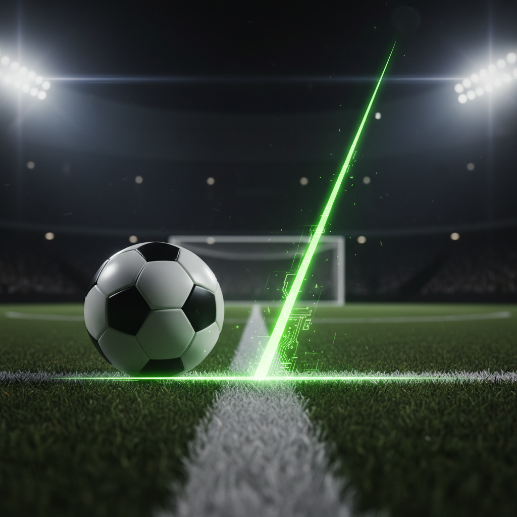 Silhouette of a referee at a crossroads, representing the ethical debate between traditional sport and AI technology.