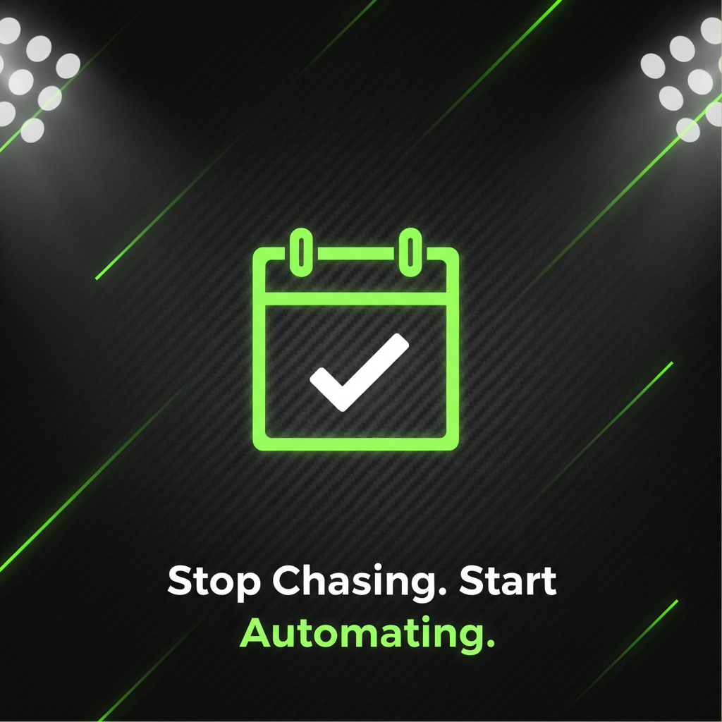 A club management app on a smartphone showing how to send automated availability reminders to players who have not yet responded.
