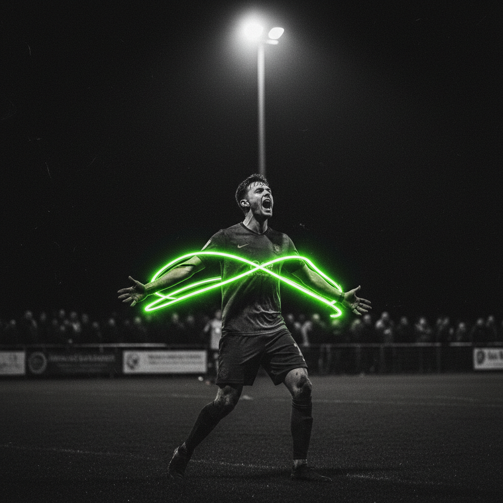 A grassroots football vlogger filming a Sunday League match from the crowd, capturing the authentic fan experience for a PR collaboration.