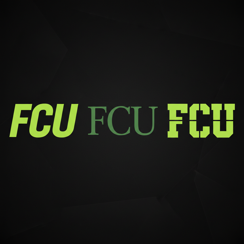 Examples of bold, classic, and athletic typography choices in lime green for a modern football crest design.