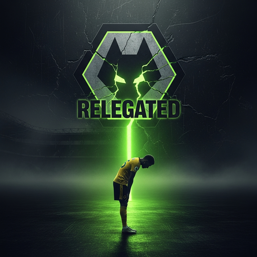 Wolverhampton Wanderers crest with RELEGATED text