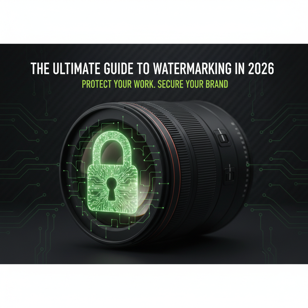 Infographic showing the three layers of modern photo protection: visible watermark, invisible forensic ID, and legal copyright registration.