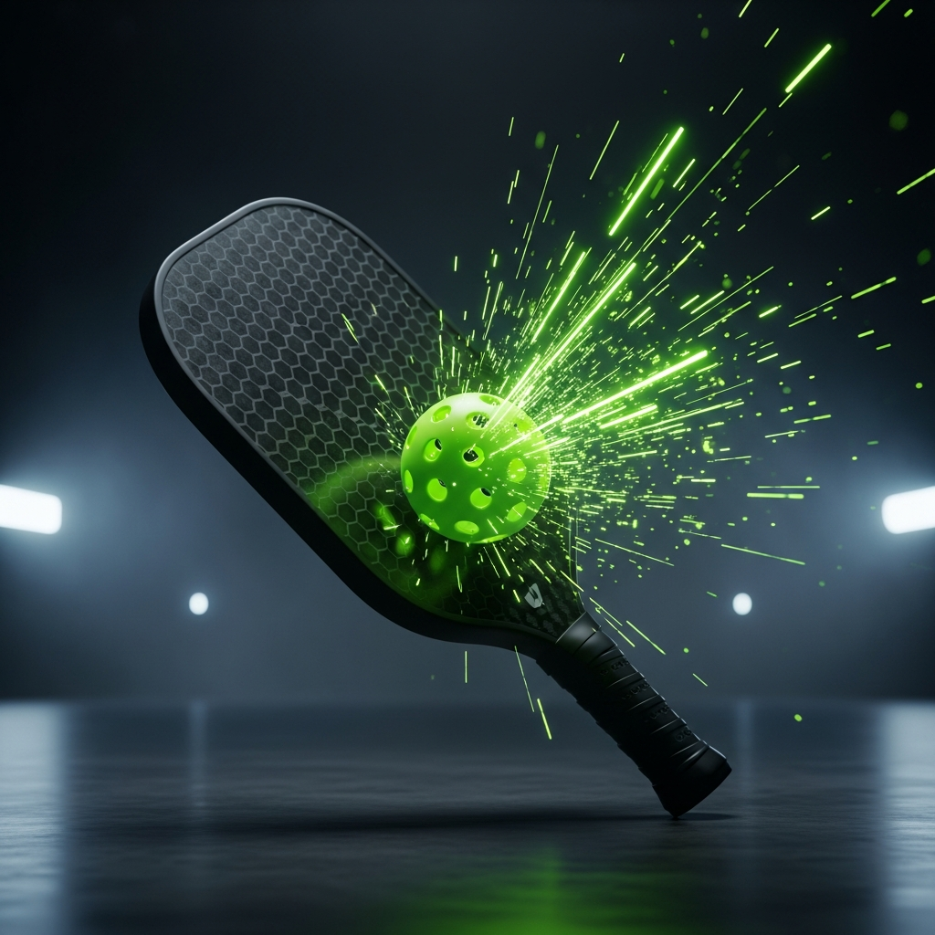 Professional pickleball match action shot