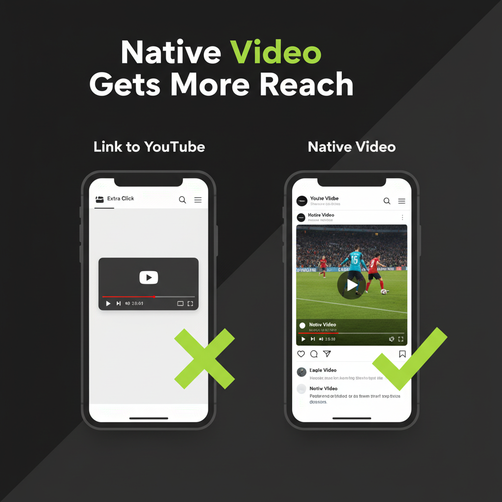 A dark graphic with lime green text explaining the 80/20 social media content rule for sports clubs.