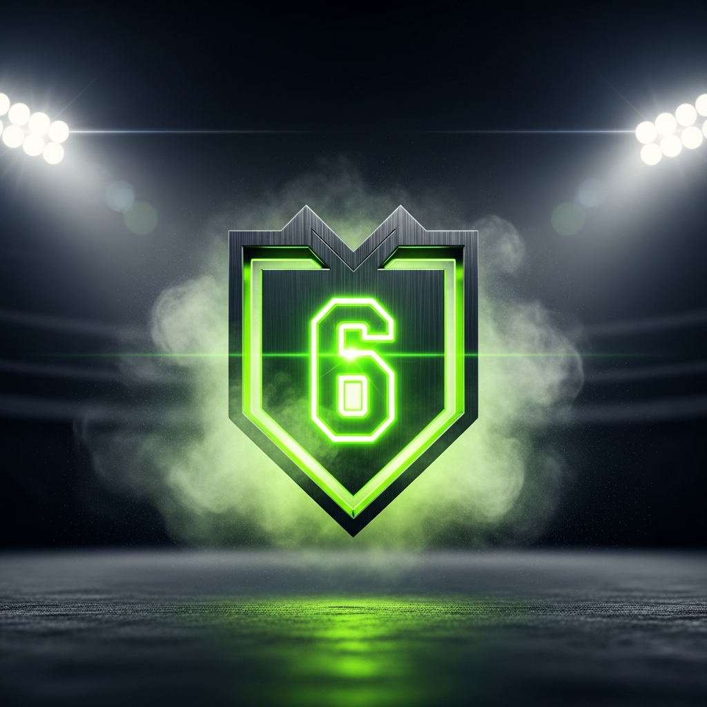 Dramatic football crest with number 6