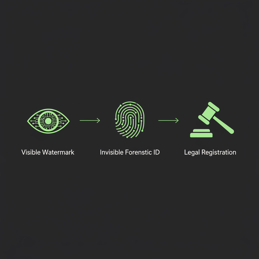 Mockup of professional photography tools and security icons