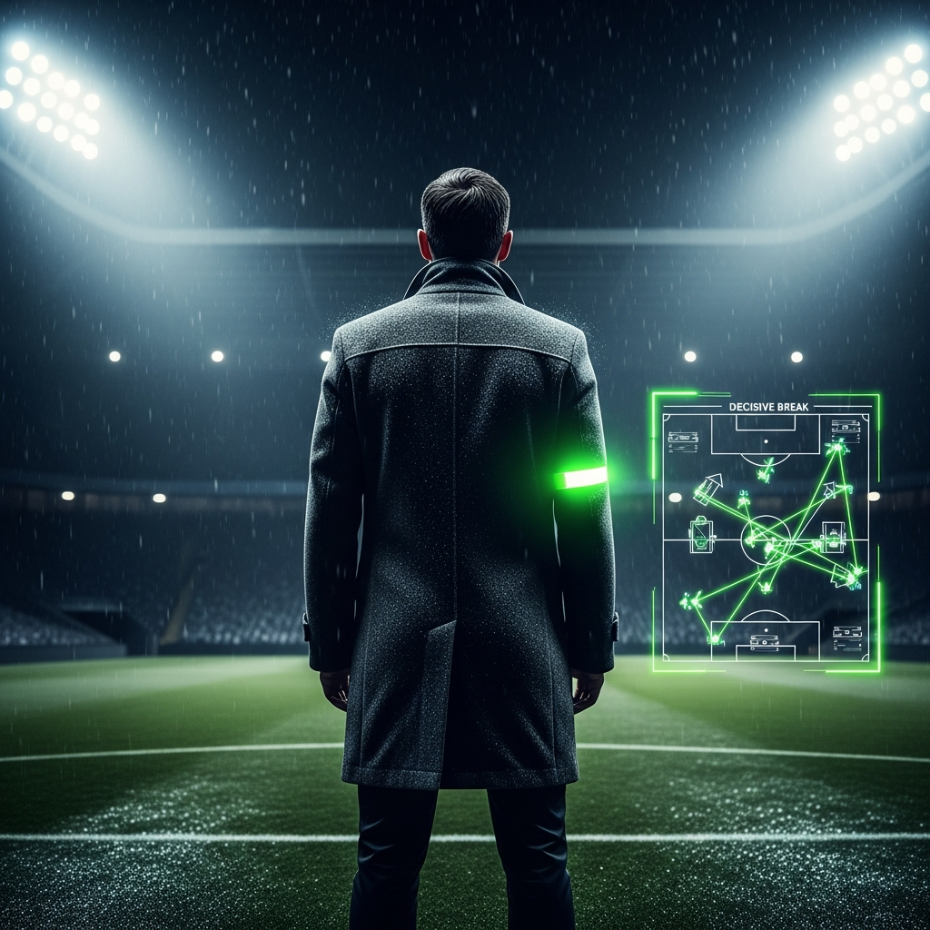 A dramatic, dark-themed close-up of a manager silhouette